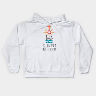 Religious symbols and phrase illustration Kids Hoodie